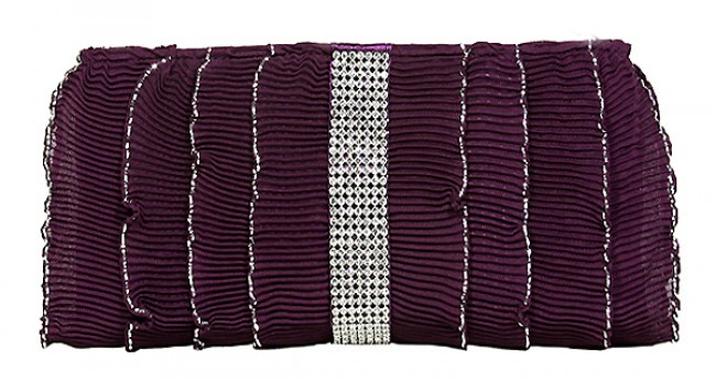 Evening Bag - Pleated Glittery w/ Trimmed Ruffles - Purple -BG-92233PU